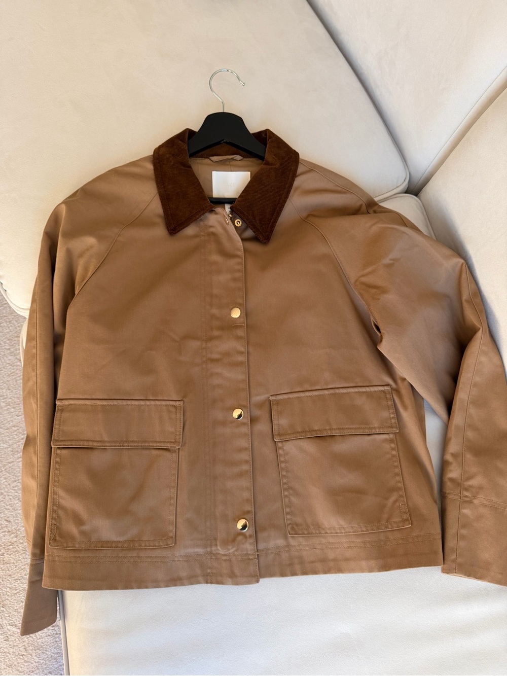 H&M Classic Brown Barn Coat with Corduroy Collar
